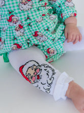 Load image into Gallery viewer, Rufflebutts- Girls Santa Joy Patterned Footless Ruffle Tights (0m-6)