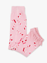 Load image into Gallery viewer, Rufflebutts- Girls Pink Candy Canes Patterned Footless Ruffle Tights
