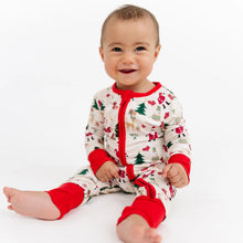 Load image into Gallery viewer, Emerson and Friends- Cozy Christmas Bamboo Convertible Baby Pajama- Red/Multi
