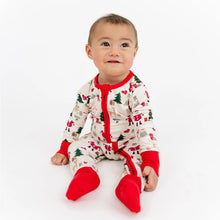Load image into Gallery viewer, Emerson and Friends- Cozy Christmas Bamboo Convertible Baby Pajama- Red/Multi
