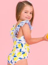 Load image into Gallery viewer, Rufflebutts- Bow V-Back One Piece Swimsuit (3m-24m)