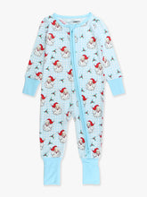 Load image into Gallery viewer, Ruggedbutts-Softsnooze™ Baby Bamboo Viscose Blue Dear Santa Convertible One Piece Footie Pajama (NB-12m)