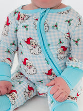 Load image into Gallery viewer, Ruggedbutts-Softsnooze™ Baby Bamboo Viscose Blue Dear Santa Convertible One Piece Footie Pajama (NB-12m)