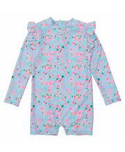 Load image into Gallery viewer, Snapper Rock-Daisy Chain L/S Sun Suit (Blue, 3m-24m)