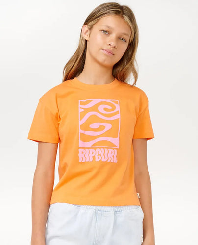 Rip Curl- Sun Sol Logo T-Shirt (Bright Peach, 8-14)