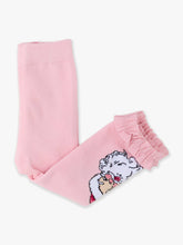 Load image into Gallery viewer, RuffleButts - Girls Pink Santa Joy Patterned Footless Ruffle Tights (6m-4t)