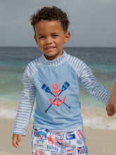 Load image into Gallery viewer, Flap Happy - Kids UPF50+ Graphic Rash Guard Swim Top for Boys: Manatee Lagoon (6m-10y)
