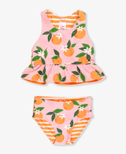 Load image into Gallery viewer, RuffleButts: Orange You The Sweetest Reversible Peplum Tankini 2-Piece Swimsuit