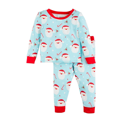 Mud Pie- Blue Santa Glow Pajamas (0-24m)