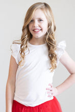 Load image into Gallery viewer, White S/S Ruffle Tee
