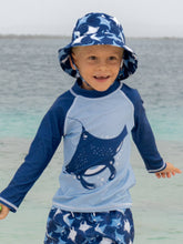 Load image into Gallery viewer, Flap Happy - Kids UPF50+ Graphic Rash Guard Swim Top for Boys: Manatee Lagoon (6m-10y)