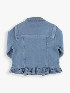 Ruffle Butts- Girls Light Wash Ruffle Denim Jacket, 6-24m