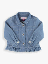 Load image into Gallery viewer, Ruffle Butts- Girls Light Wash Ruffle Denim Jacket, 6-24m