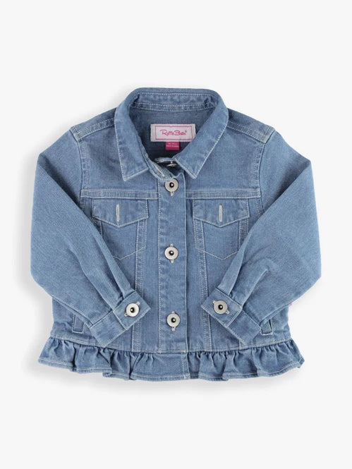 Ruffle Butts- Girls Light Wash Ruffle Denim Jacket, 6-24m