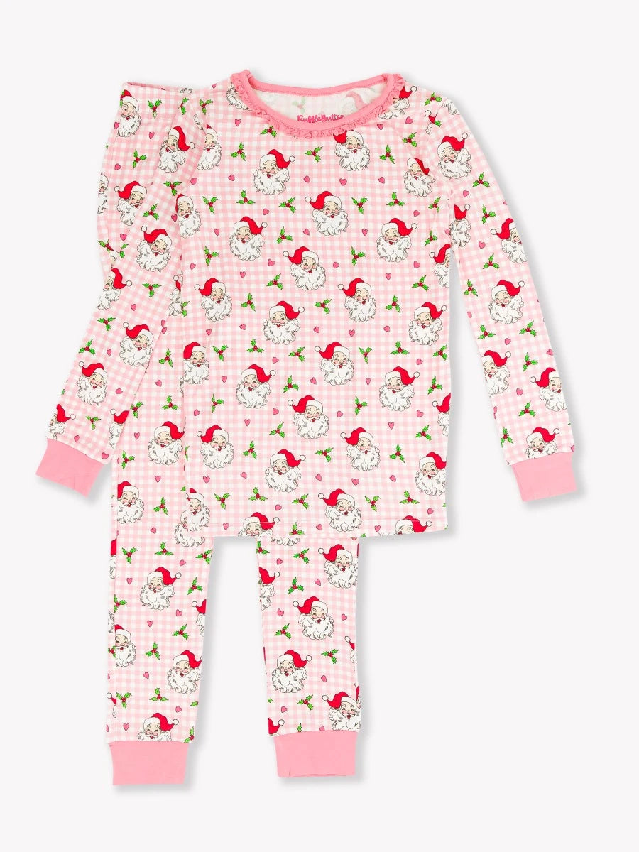 Ruffle Butts- Dear Santa Ruffle Pajama Set (Pink Dear Santa, 0-24m)