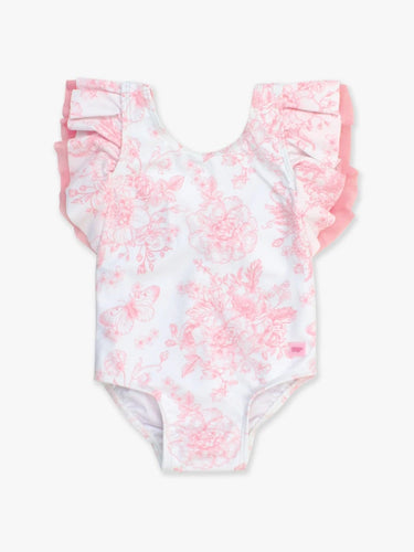 Ruffle Butts- One Piece Swimsuit (Bubblegum Pink Butterflies, 2-6)