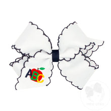 Load image into Gallery viewer, Wee Ones- Medium Grosgrain Hair Bow with Moonstitch Edge and School-themed Embroidery