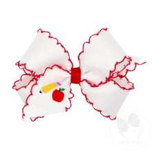 Load image into Gallery viewer, Wee Ones- Medium Grosgrain Hair Bow with Moonstitch Edge and School-themed Embroidery
