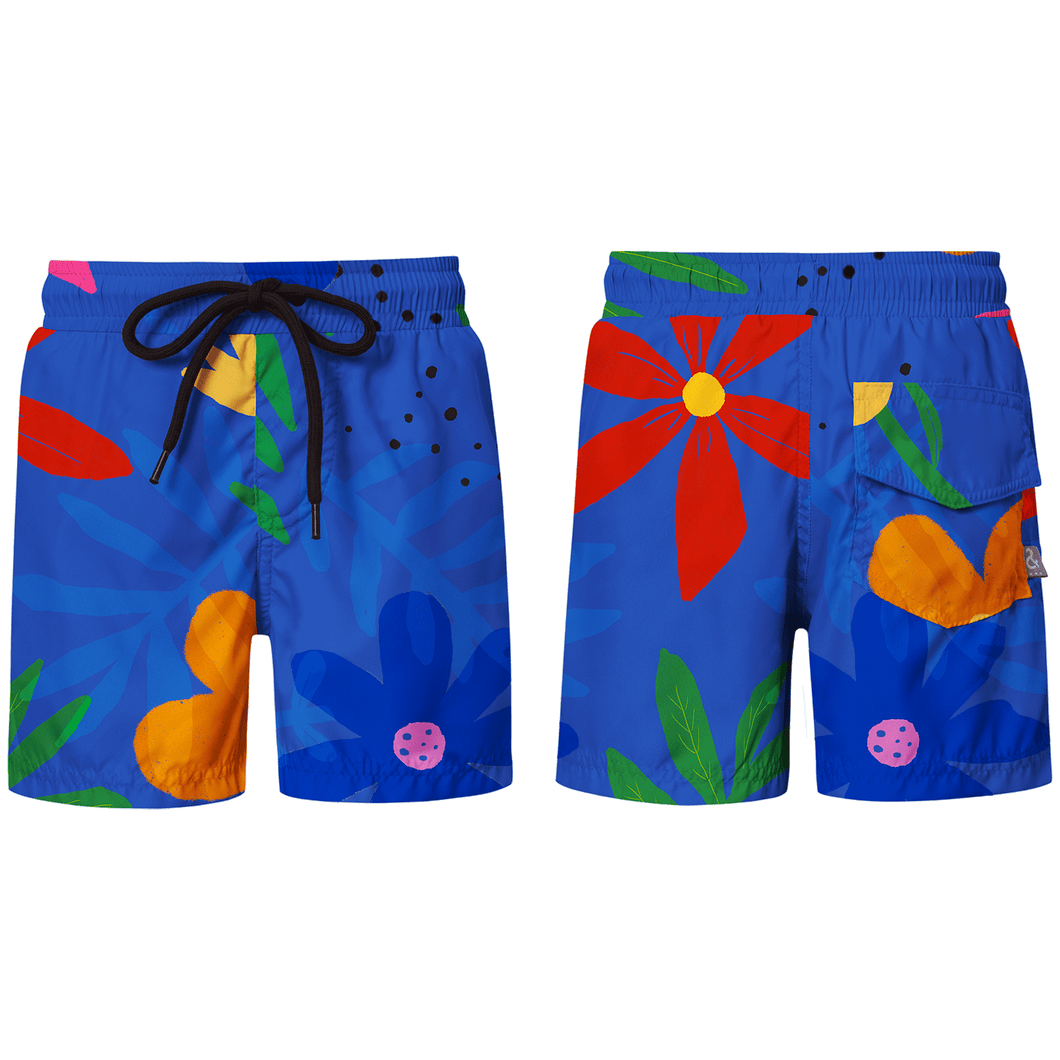 Pepita & Me- Floral Boardshorts (Royal Blue, 2-6)