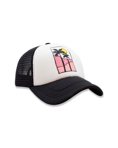 Feather 4 Arrow- Palm Sunset Trucker Hat (Black)