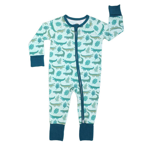 Emerson and Friends- Bamboo Convertible Footie Romper (Later Alligator, 0-24m)