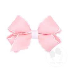 Load image into Gallery viewer, Wee Ones- Mini Moonstitch Grosgrain Hair Bow with Contrasting Wrap
