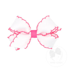 Load image into Gallery viewer, Wee Ones- Mini Moonstitch Grosgrain Hair Bow with Contrasting Wrap