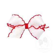 Load image into Gallery viewer, Wee Ones- Mini Moonstitch Grosgrain Hair Bow with Contrasting Wrap