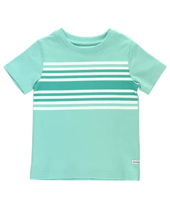 Ruffle Butts- Short Sleeve Stripe T-Shirt (Ocean Teal, 8-14)