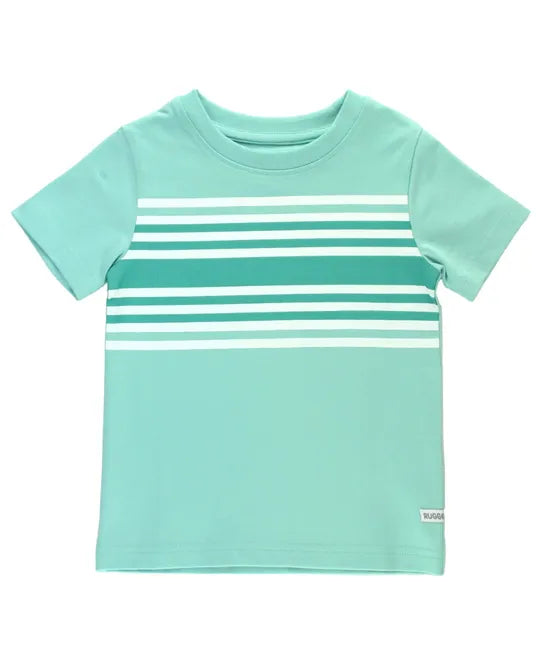 Ruffle Butts- Short Sleeve Stripe T-Shirt (Ocean Teal, 2-6)