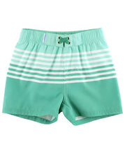 Load image into Gallery viewer, Ruffle Butts- Stripe Swim Trunks (Ocean Teal, 2-6)