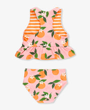 Load image into Gallery viewer, RuffleButts: Orange You The Sweetest Reversible Peplum Tankini 2-Piece Swimsuit