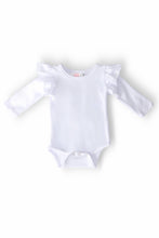 Load image into Gallery viewer, Mila &amp; Rose - White L/S Flutter Bodysuit (3m-24m)