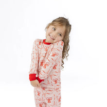 Load image into Gallery viewer, Emerson &amp; Friends - Candy Cane Coquette Two-Piece Bamboo Christmas Pajama Set (2t-8/9y)