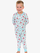 Load image into Gallery viewer, RuffleButts - SoftSnooze™ Kids Bamboo Viscose Blue Dear Santa Long Sleeve Pajama Set (12/18m-9/10)