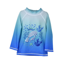 Load image into Gallery viewer, Flap Happy - Kids UPF50+ Graphic Rash Guard Swim Top for Boys: Manatee Lagoon (6m-10y)