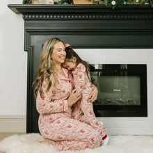 Load image into Gallery viewer, Emerson &amp; Friends - Candy Cane Coquette Two-Piece Bamboo Christmas Pajama Set (2t-8/9y)