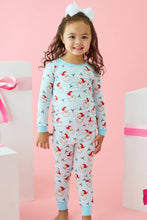 Load image into Gallery viewer, RuffleButts - SoftSnooze™ Kids Bamboo Viscose Blue Dear Santa Long Sleeve Pajama Set (12/18m-9/10)