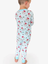 Load image into Gallery viewer, RuffleButts - SoftSnooze™ Kids Bamboo Viscose Blue Dear Santa Long Sleeve Pajama Set (12/18m-9/10)