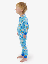 Load image into Gallery viewer, RuggedButts- SoftSnooze™ Kids Bamboo Viscose Blue Bow Tie Bunnies Long Sleeve Pajama Set