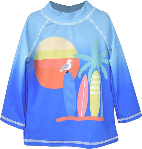 Flap Happy- UPF 50 Graphic Rashguard (Surfing Safari, 6m-24m)