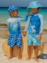 Load image into Gallery viewer, Flap Happy - Kids UPF50+ Wesley Swim Trunks with Mesh Liner for Boys: Manatee Lagoon (2t-8y)