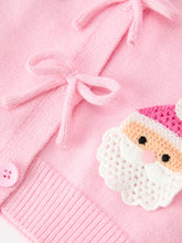 Load image into Gallery viewer, Rylee Faith Designs - Baby Girl Christmas Pink Santa Bow Knit Cardigan Sweater (2t-6)