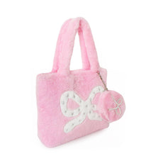Load image into Gallery viewer, OMG Accessories - Bow Pearl Plush Mini Tote Bag with Coin Purse
