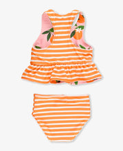Load image into Gallery viewer, RuffleButts: Orange You The Sweetest Reversible Peplum Tankini 2-Piece Swimsuit