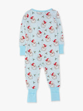 Load image into Gallery viewer, RuffleButts - SoftSnooze™ Baby Bamboo Viscose Blue Dear Santa Convertible One Piece Footie Pajama (NB-24M)