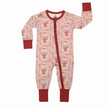 Load image into Gallery viewer, Emerson &amp; Friends - Candy Cane Coquette Bamboo Christmas Convertible Footie (NB-24M)