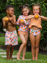 Load image into Gallery viewer, RuffleButts: Orange You The Sweetest Reversible Peplum Tankini 2-Piece Swimsuit