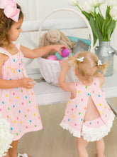 Load image into Gallery viewer, RuffleButts- Baby Girls Pink Bunny Stripe Cotton Gauze Swing Top &amp; Bloomer Set (3m-24m)