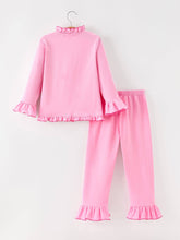 Load image into Gallery viewer, Rylee Faith Designs - Christmas Santa Girls Pink Ruffle Pajama Set (2t-7)